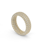 Yellow Gold Round Shape Diamond Pave Eternity Ring With Prong Setting.